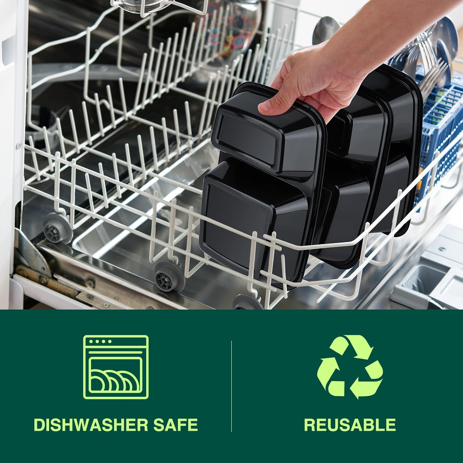 Glotoch 50 Pack 32 oz Meal Prep Containers Reusable, 2 Compartment Food Containers with Lids To Go Containers, Lunch-Microwave,Freezer,Dishwasher Safe